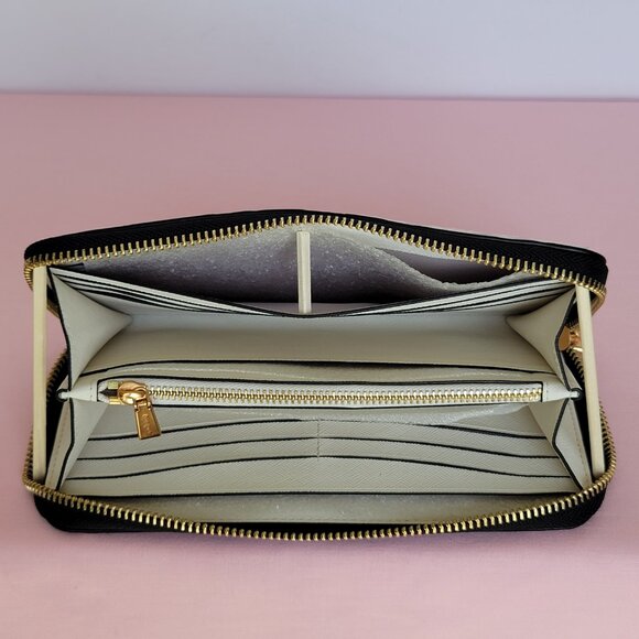 KATE SPADE Morgan Painterly Houndstooth Zip-Around Wallet- Black Multi⭐ - Picture 13 of 16